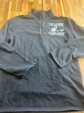 Funny Welding Quarter Zip Pullover Men’s 2XL Black “Yes I Know I’m On Fire”